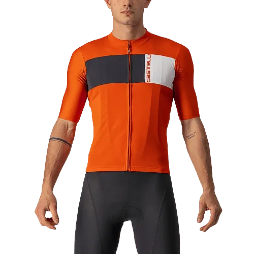 Castelli Prologo 7 Mens Cycling Jersey (Fiery Red/Light Black/Ivory)