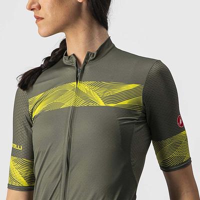 Castelli Fenice Women's Cycling Jersey (Military Green/Sulphur)