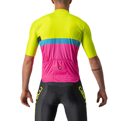 Castelli A Blocco Mens Cycling Jersey (Electric Lime/Black Blue Magenta Fluo)