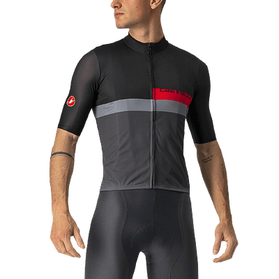 Castelli A Blocco Mens Cycling Jersey (Light Black/Red/Dark Gray)