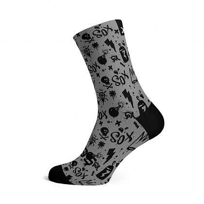 Sox Footwear Doodle Grey Casual Crew Unisex Multi Sport Socks (Print)