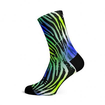 Sox Footwear Electric Zebra Green Casual Crew Unisex Multi Sport Socks (Print)