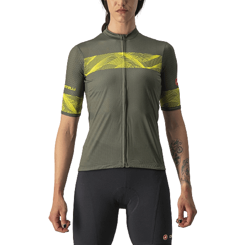 Castelli Fenice Women's Cycling Jersey (Military Green/Sulphur)