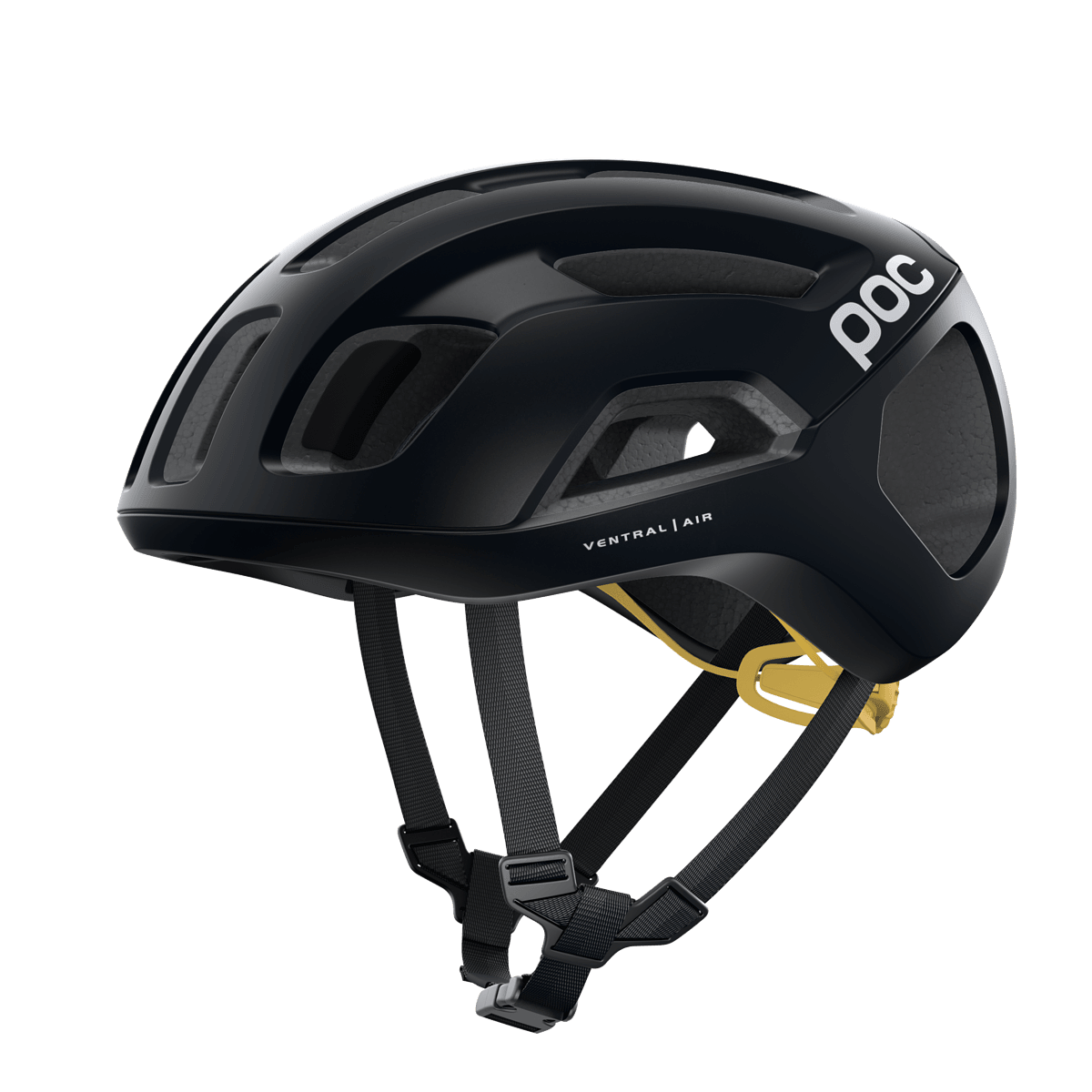 POC Ventral Air Spin Road Cycling Helmet (Uranium Black/Sulphur Yellow Matt)