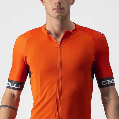 Castelli Entrata VI Mens Cycling Jersey (Fiery Red/Dark Gray/Ivory)