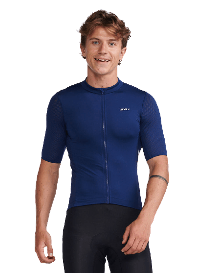 2XU MC6649A Aero Mens Cycling Jersey (Medieval/White Reflective)