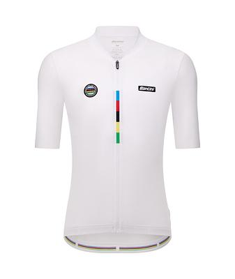 Santini UCI World Champion Mondo Unisex Cycling Jersey (White)