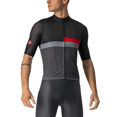 Castelli A Blocco Mens Cycling Jersey (Light Black/Red/Dark Gray)