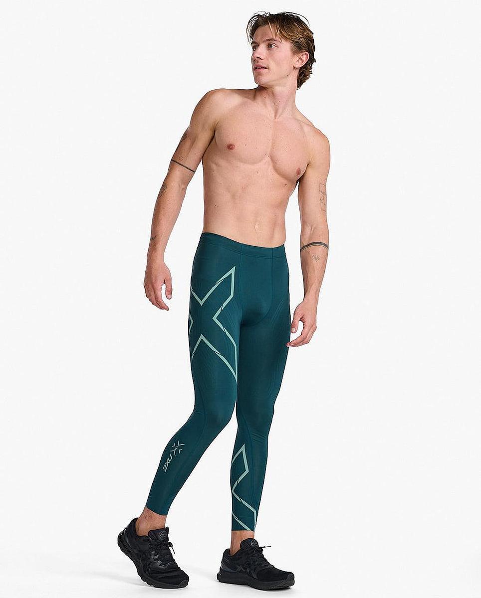 2XU MA5305B Light Speed Men's Compression Tights (Pine/Raft Reflective)
