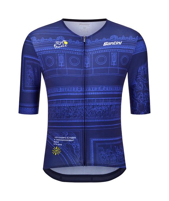 Santini Arrivee Arc De Triomphe Unisex Cycling Jersey (Marine Blue)
