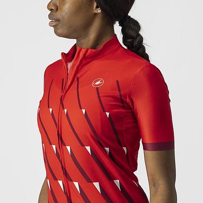 Castelli Pendio Women's Cycling Jersey (Red/Bordeaux White)