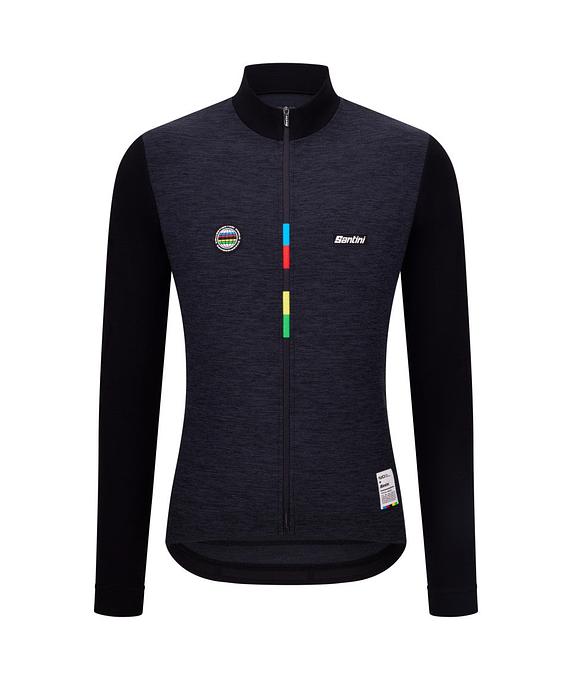 Santini UCI World Champion Mondo Long Sleeve Men's Cycling Jersey (Black)