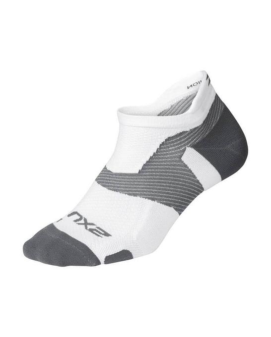 2XU UA5042E Vectr Light Cushion Compression No-Show Unisex Compression Socks (White/Grey)