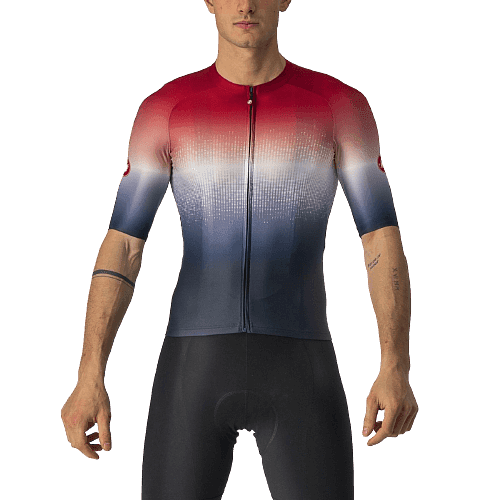 Castelli Aero Race 6.0 Mens Cycling Jersey (Savile Blue/Pro Red)