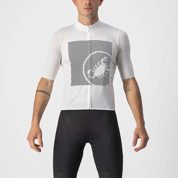 Castelli Bagarre Mens Cycling Jersey (Ivory/Savile Blue)