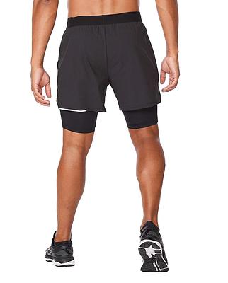 2XU MR6535B Aero 2 in 1 5 Inch Men's Running Shorts (Black/Silver)