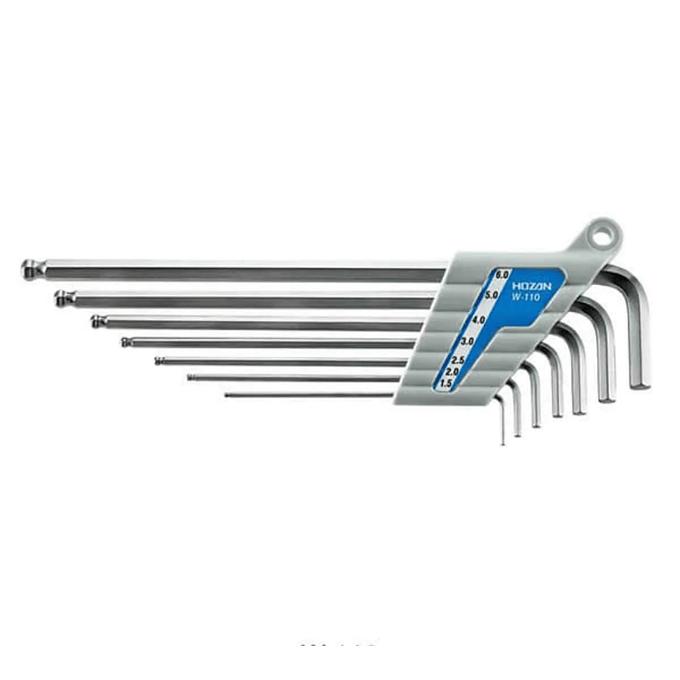 Hozan W-110 Ballpoint L Wrench Set (Silver)