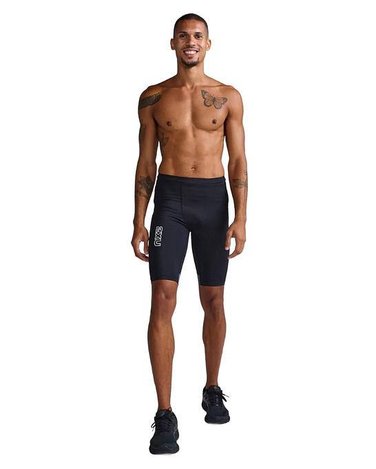 2XU MA7050B Light Speed React Men's Cycling Compression Shorts (Black/White Reflective)