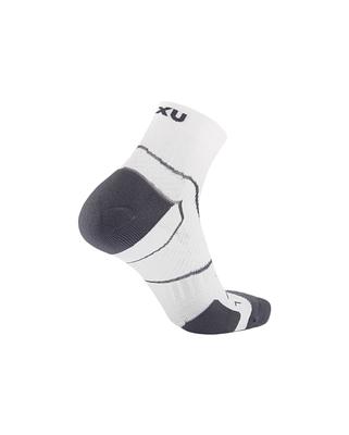 2XU UA5048E Vectr Cushion 1/4 Crew Unisex Running Socks (White/Grey)