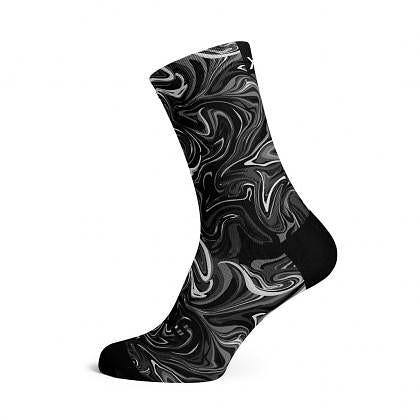 Sox Footwear Marble Black Casual Crew Unisex Multi Sport Socks (Print)