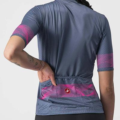 Castelli Fenice Women's Cycling Jersey (Light Steel Blue/Pink Fluo)