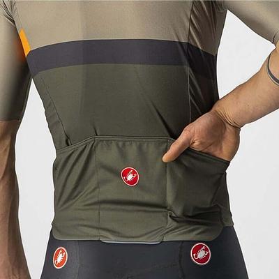 Castelli A Blocco Mens Cycling Jersey (Bark Green/Pop Orange/Dark Gray)