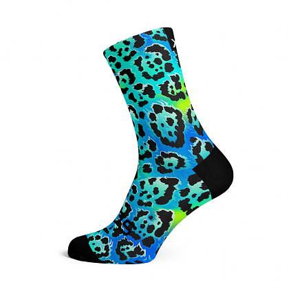 Sox Footwear Electric Leopard Blue Casual Crew Unisex Multi Sport Socks (Print)
