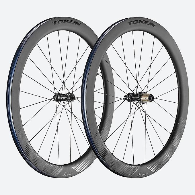 Token Ventous and  Konax Pro Carbon Disc Brake Wheel- Shimano/Sram (Black/White Decal)