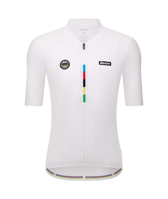 Santini UCI World Champion Mondo Unisex Cycling Jersey (White)