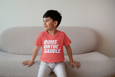 BUMSONTHESADDLE Kids T-shirt (Bright Red/White)