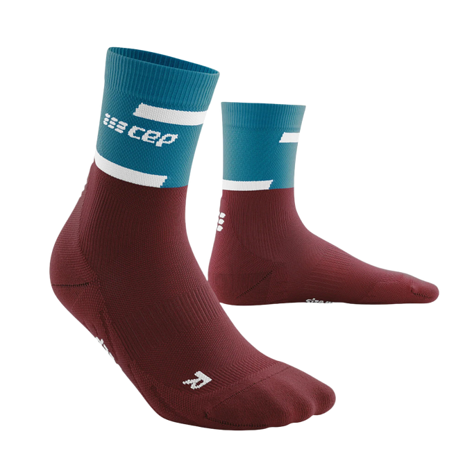 CEP Compression The Run Mid Cut 4.0 Women's Compression Socks (Petrol/Dark Red)