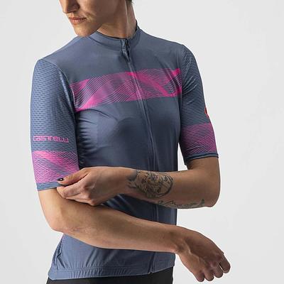 Castelli Fenice Women's Cycling Jersey (Light Steel Blue/Pink Fluo)