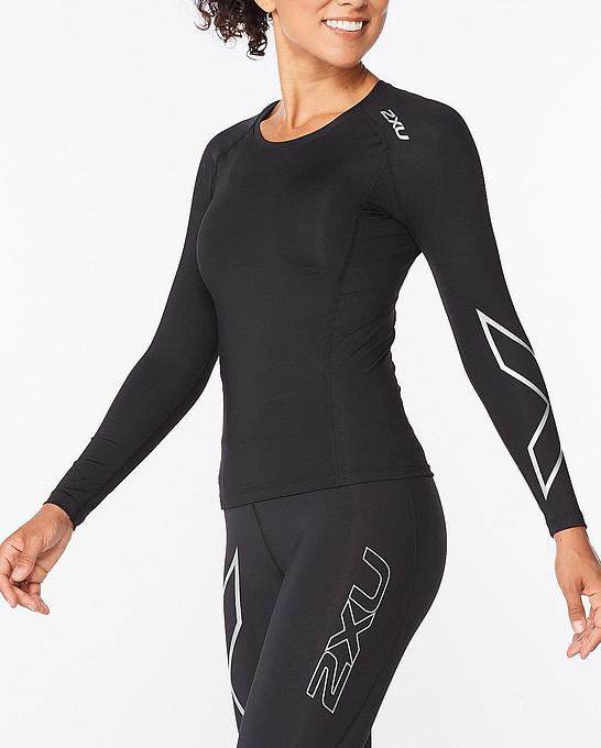 2XU WA6401A Core Long Sleeve Women's Compression Top (Black/Silver)