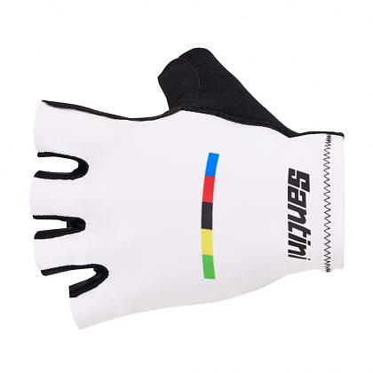 Santini UCI World Champion Unisex Cycling Gloves (White)