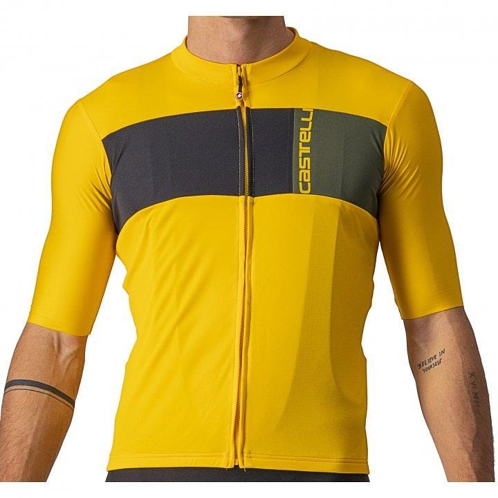 Castelli Prologo 7 Mens Cycling Jersey (Saffron/Light Black/Military Green)