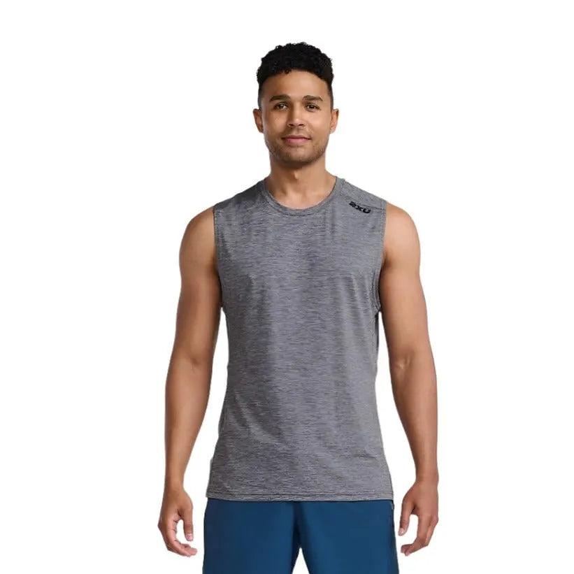 2XU MR7187A Motion Tank Harbour Men's Running T-Shirt (Mist/Black)