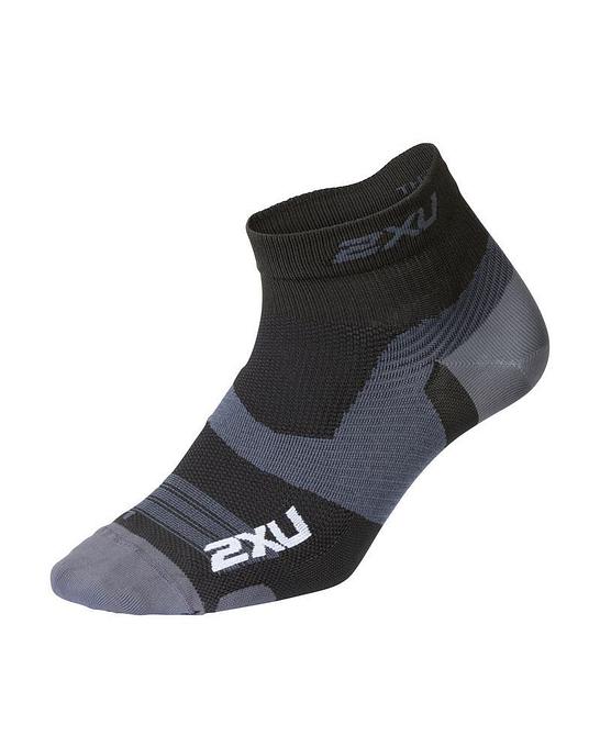 2XU UA5046E Vectr Ultralight 1/4 Crew Unisex Compression Socks (Black/Titanium)
