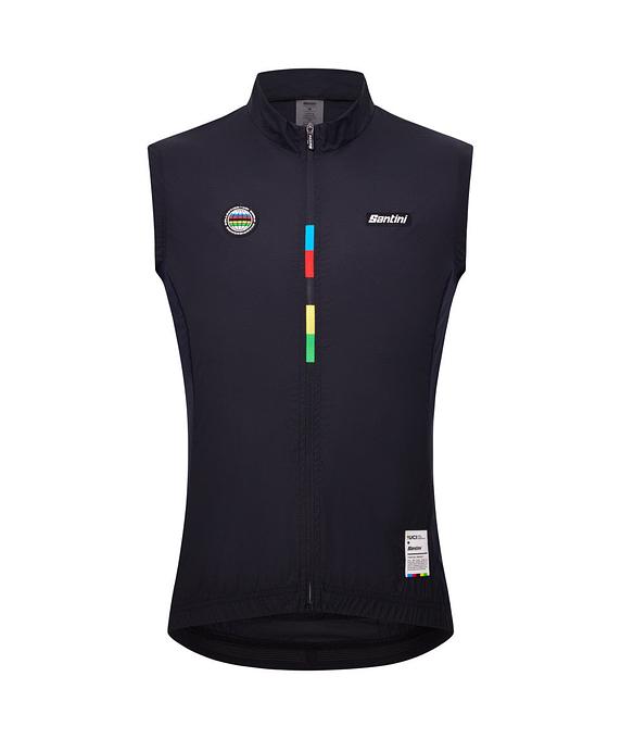 Santini UCI World Champion Mondo Men's Cycling Wind Vest (Black)