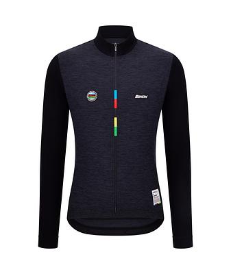 Santini UCI World Champion Mondo Long Sleeve Men's Cycling Jersey (Black)