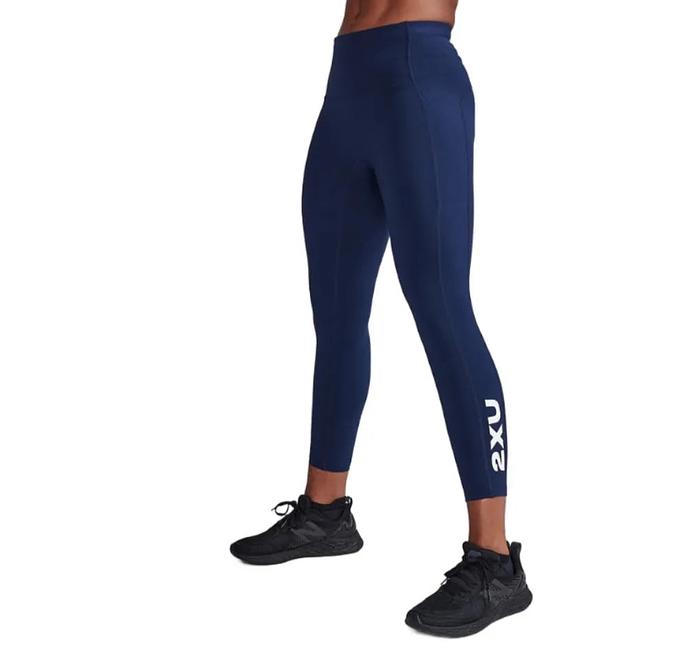 2XU WA6908B Form Stash Hi-Rise 7/8 Women's Compression Tights (Midnight/White)