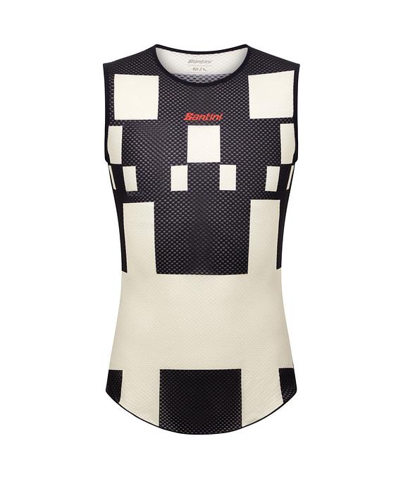 Santini Paris Roubaix Men's Cycling Baselayer (Black/White Print)