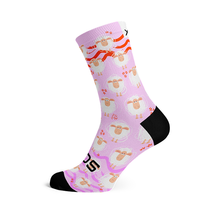 Sox Footwear Pink Sheep Casual Crew Unisex Multi Sport Socks (Print)
