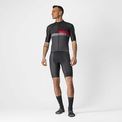 Castelli A Blocco Mens Cycling Jersey (Light Black/Red/Dark Gray)