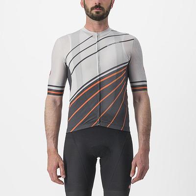 Castelli Speed Strada Men's Cycling Jersey (Moon Gray/Dark Gray Scarlet IB)