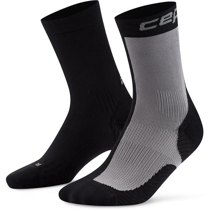 CEP Compression Run Edition Half and Half Mid Cut Men's Compression Socks (Black/Grey)