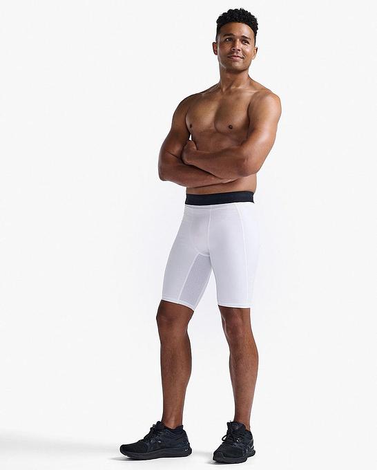 2XU MA7198B  Base Layer Men's Compression Shorts (White/White)