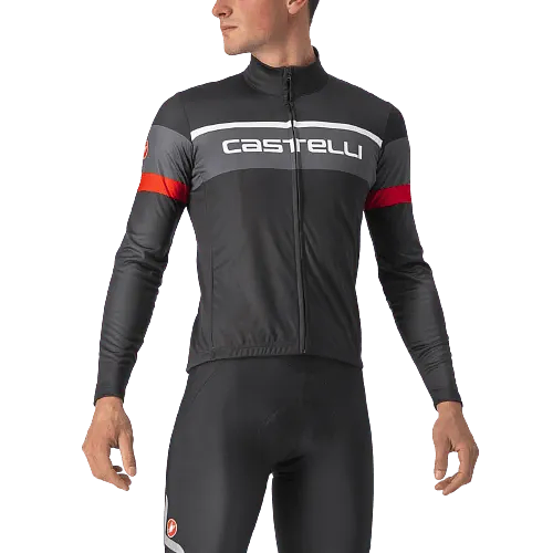 Castelli Passista Mens Cycling Jersey (Light Black/Dark Gray-Red)