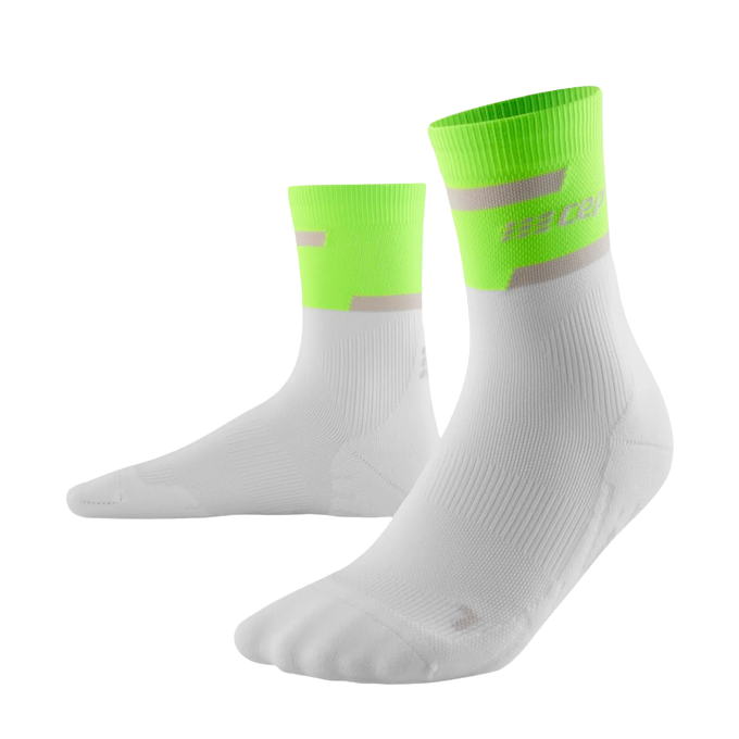CEP Compression The Run Mid Cut 4.0 Women's Compression Socks (Lime Green/White)