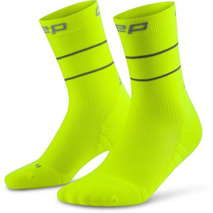 CEP Compression Pro Run Reflective Mid Cut Women's Compression Socks (Neon Yellow)