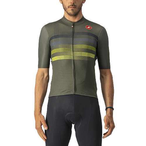 Castelli Endurance Pro Mens Cycling Jersey (Military Green/Blue/Sulphur)